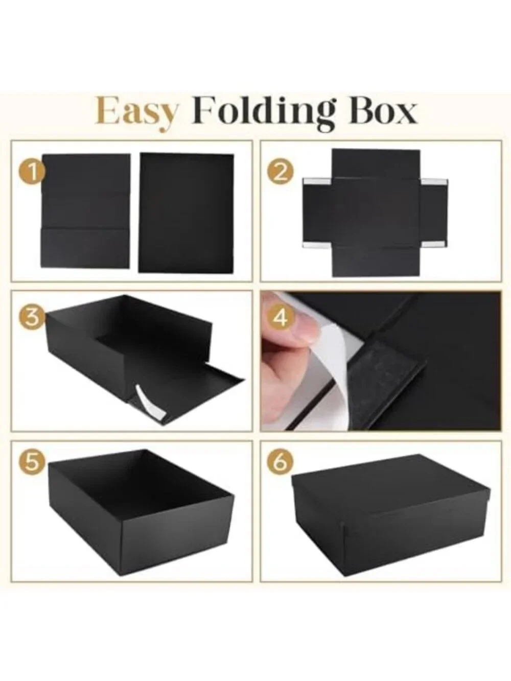 Large Black Gift Box with Lid - 16.5x13x5.5 inches, Perfect for Presents & Gifts